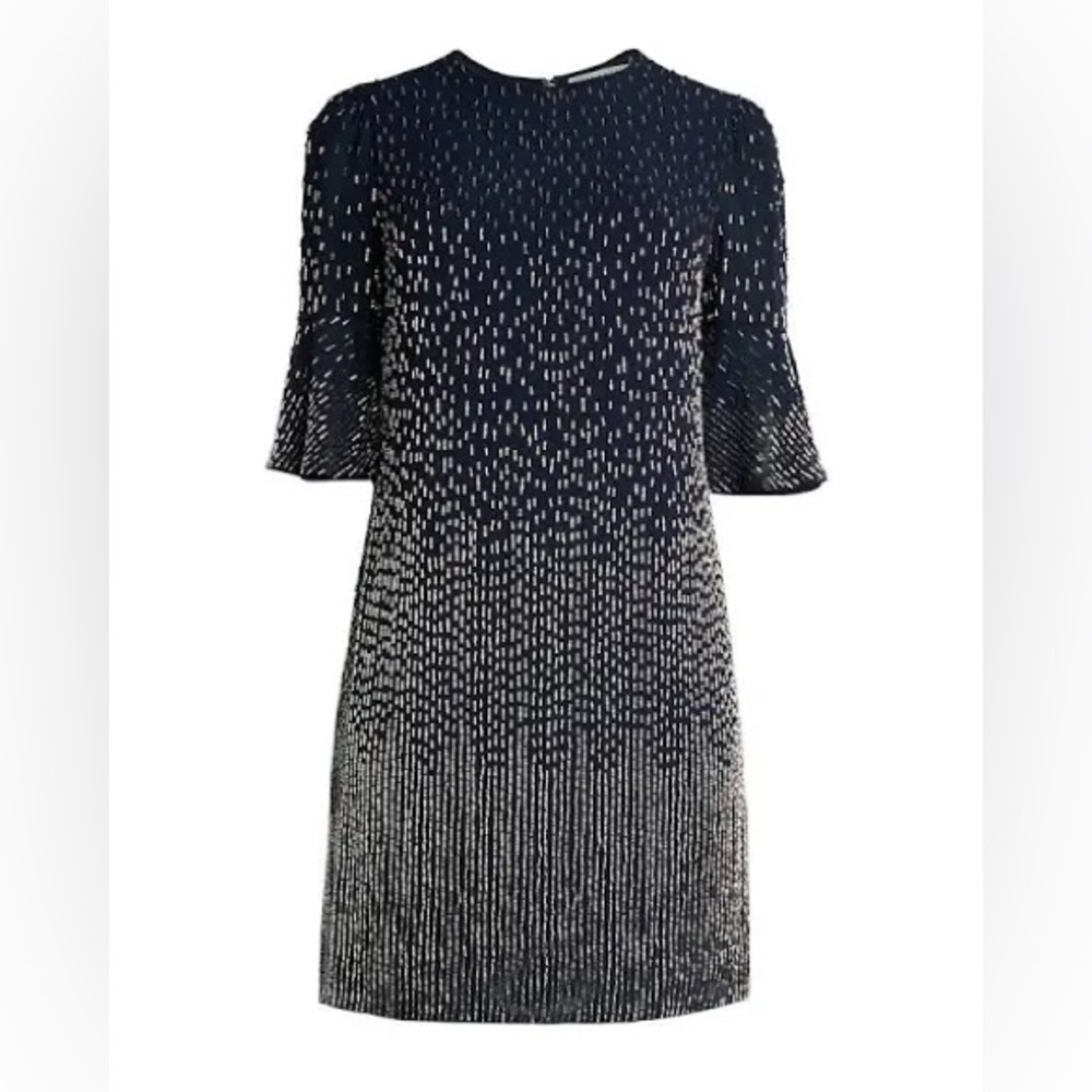 Alice + Olivia Thym Trumpet-Sleeve Shift Beaded Dress Size 8 - Picture 3 of 15